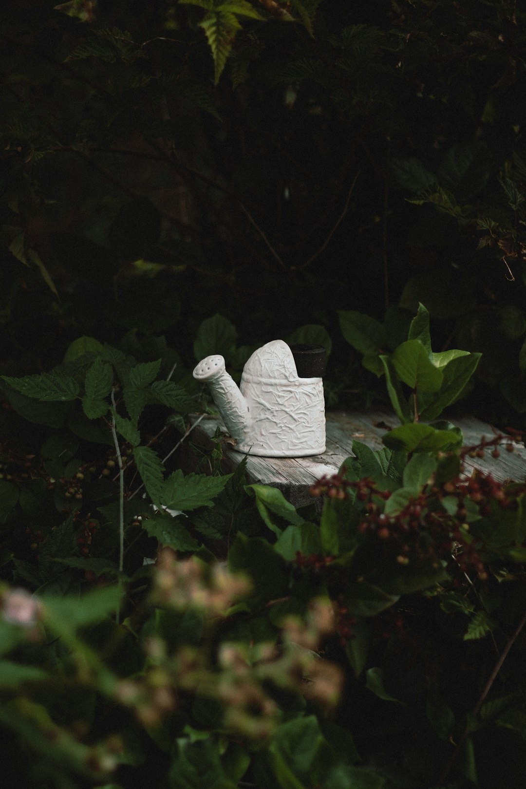 white angel figurine on green plant