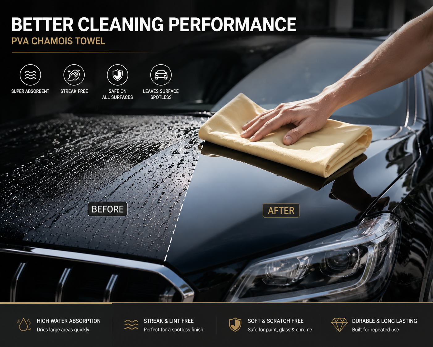 PVA chamois towel cleaning performance