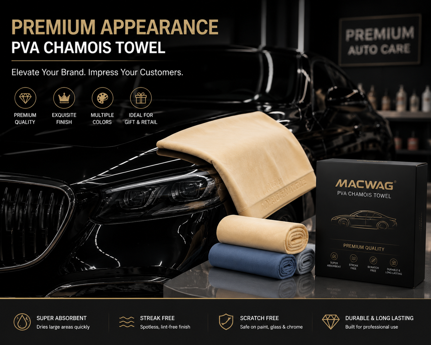 Premium appearance PVA chamois towel