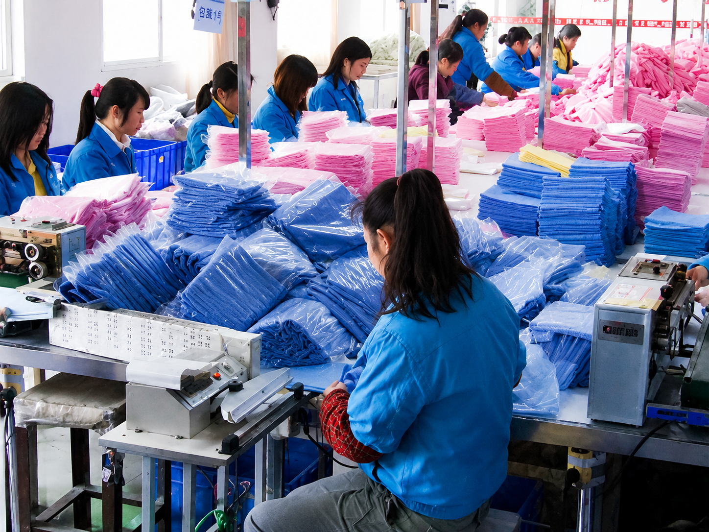 Quality inspection and packing workshop for PVA towels