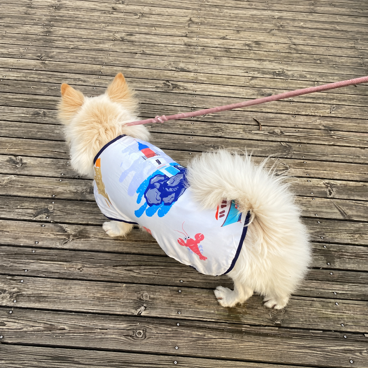 Custom printed PVA dog cooling coat side view
