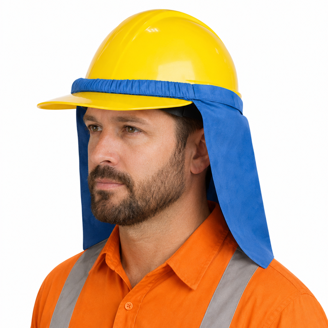 PVA Hard Hat Cooling Neck Shade worn with helmet